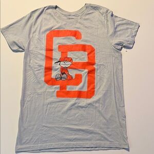 Peanuts Gray and Orange Short Sleeve Tee 100% Cotton Size M